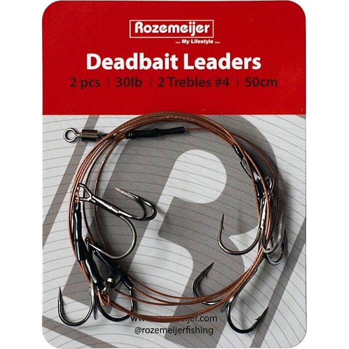 Rozemeijer Deadbait Leaders 2x #4 treble 50cm 30lb