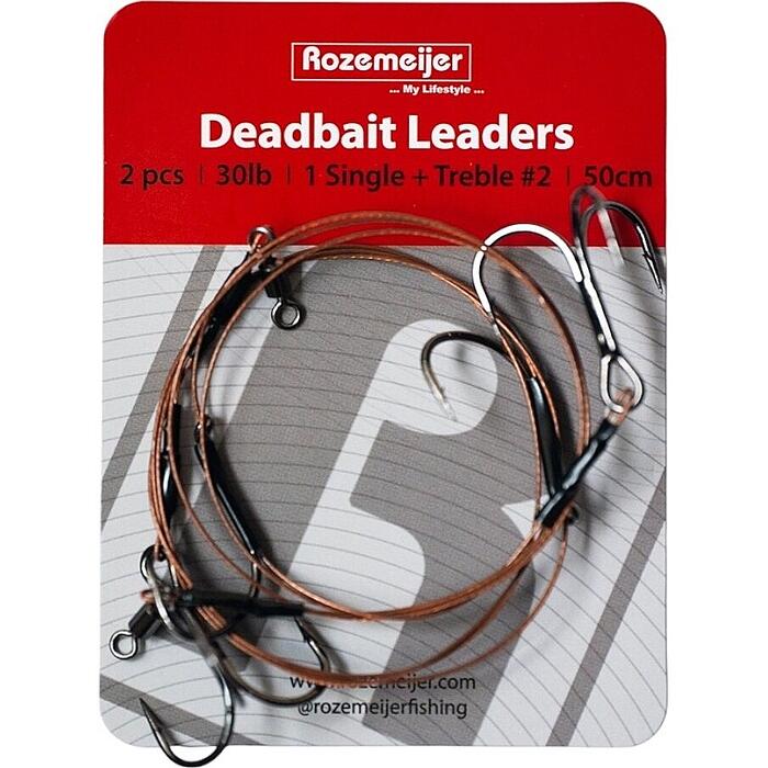 Rozemeijer Deadbait Leaders 1x single + #2 treble 50cm 30lb