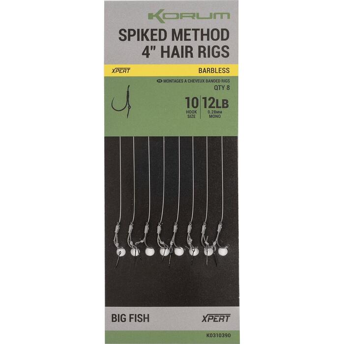 Korum Spiked Method Hair Rigs 12lb #10 Barbless 4 inch