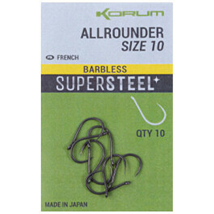 Korum Supersteel Allrounder Hooks H10 Barbless