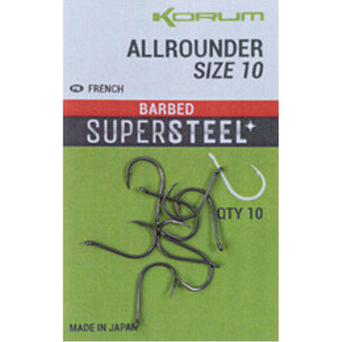 Korum Supersteel Allrounder Hooks #8 Barbed