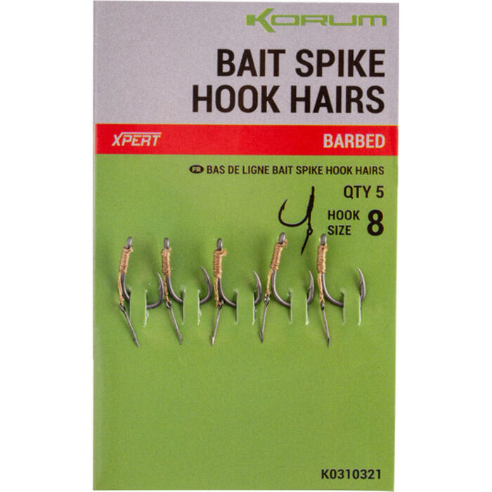 Korum Bait Spike Hook Hairs Barbed #10