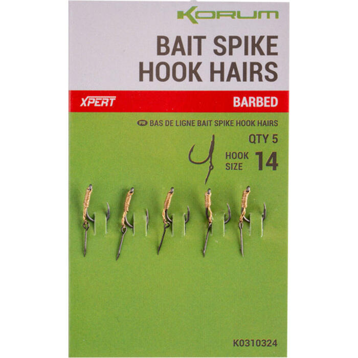 Korum Bait Spike Hook Hairs Barbed #12