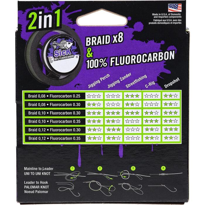 Berkley Sick 2 In 1 Braid Fluoro 0.10mm 150m + 0.35mm 40m