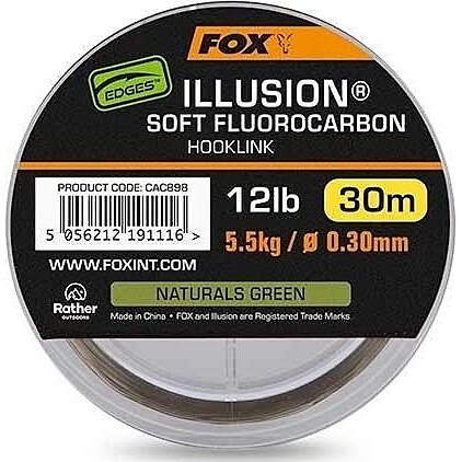 Fox Edges Illusion Soft Fluorocarbon Hooklink 19lb 0.39mm x 30m - Naturals Green