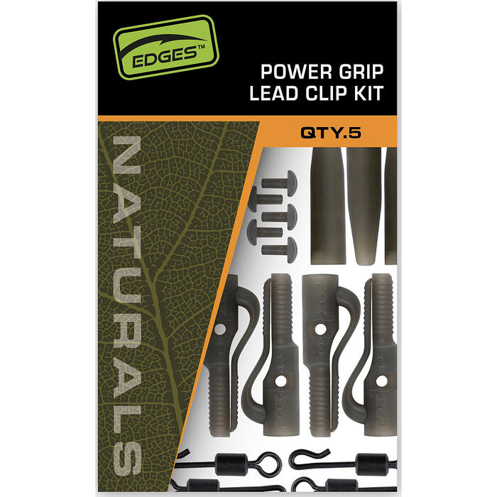 Fox Edges Naturals Lead Clip Kit Power Grip 5pcs