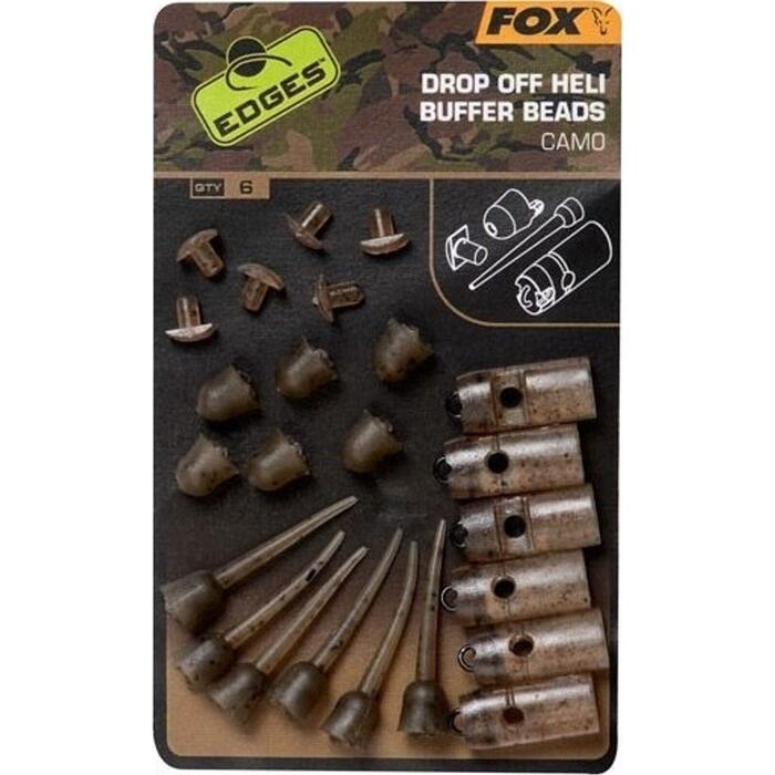 Fox Edges Camo Drop Off Heli Buffer Bead Kit x 6 Groen