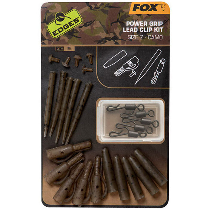 Fox Edges Camo Power Grip Lead Clip kit Size 7