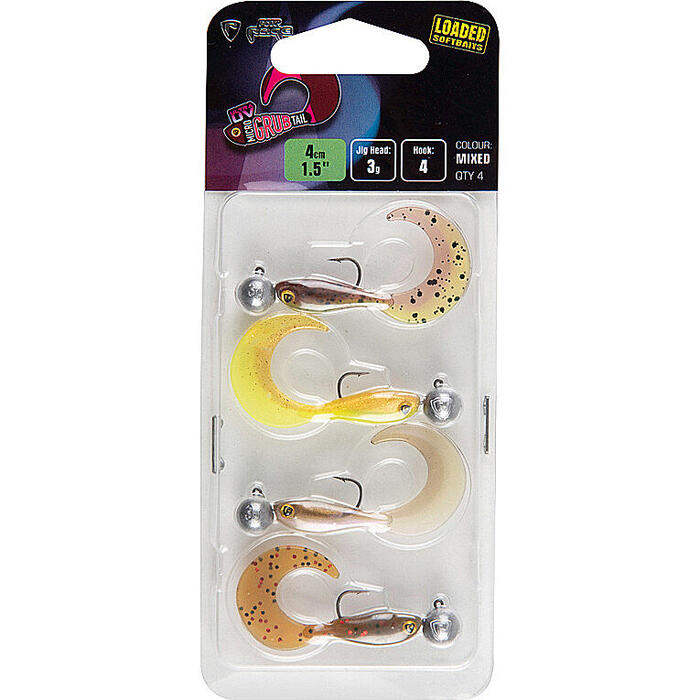 Fox Rage Micro Grub Tail Mixed UV Colour Pack #1 Loaded 4cm 3gr