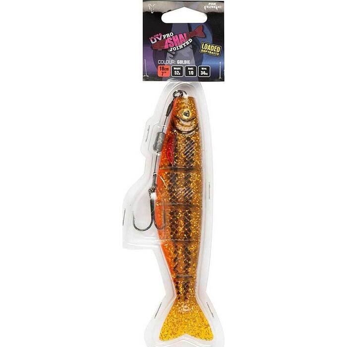Fox Rage Pro Shad Jointed Loaded 14cm Goldie UV