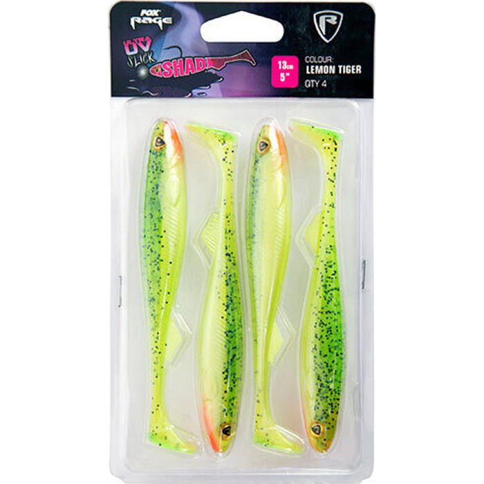 Fox Rage Slick Shad 13cm Lemon Tiger UV 4st