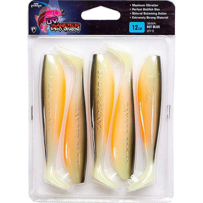 Fox Rage Zander Pro Shad 10cm Hot Olive UV 5st