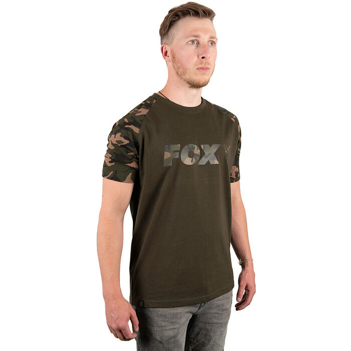 Fox Raglan Khaki - Camo Sleeve T-Shirt XXXL