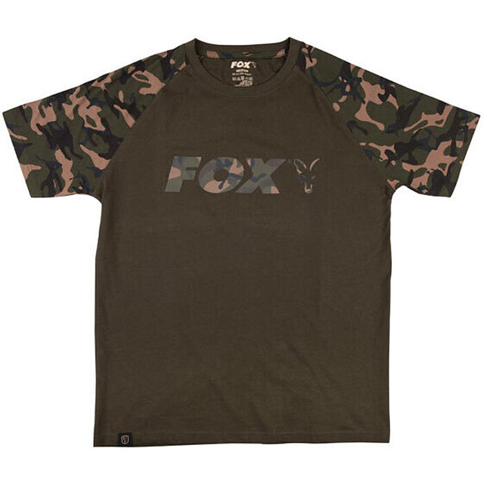 Fox Raglan Khaki - Camo Sleeve T-Shirt XXL