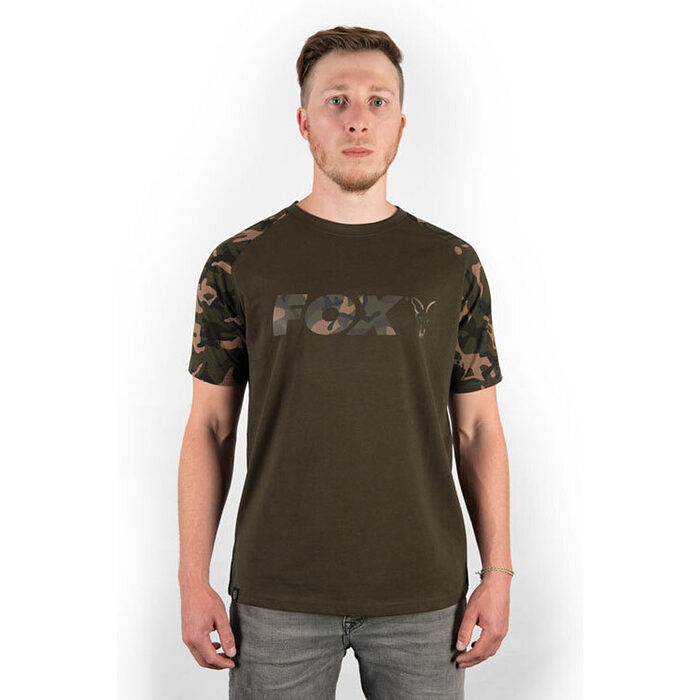 Fox Raglan Khaki - Camo Sleeve T-Shirt XXXL
