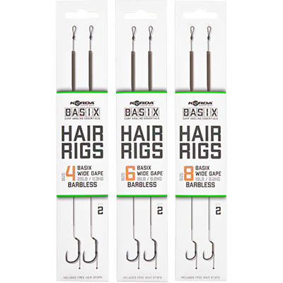 Korda Basix Hair Rigs Wide Gape Size #6 18lb