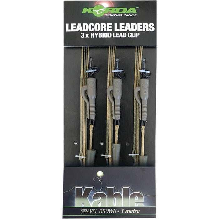 Korda Hybrid Lead Clip Leadcore Leader Gravel / Brown 1m