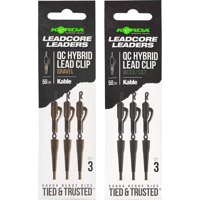 Korda Kable Leadcore Leader Hybrid Lead Clip QC Swivel Weed 50cm