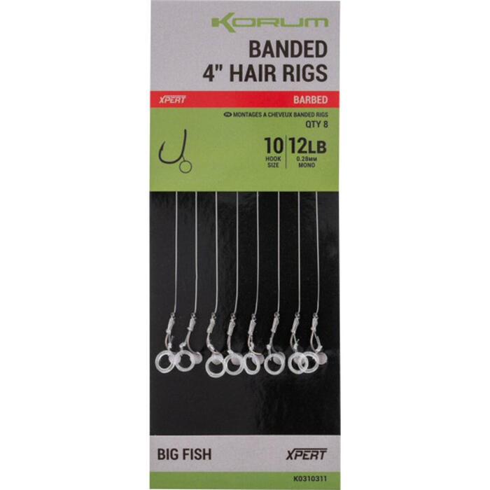 Korum Banded Hair Rigs 10cm #14 Barbed