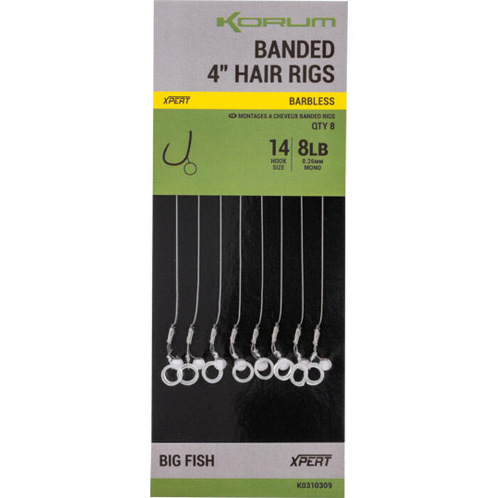 Korum Banded Hair Rigs 10cm #12 Barbed