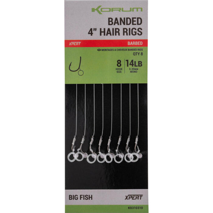 Korum Banded Hair Rigs 10cm #12 Barbed