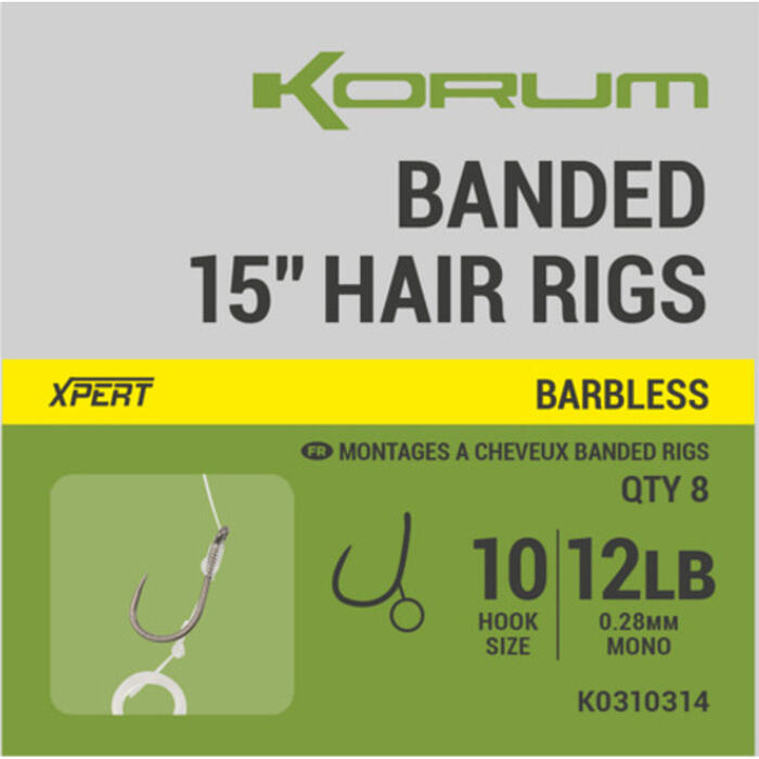 Korum Banded Hair Rigs 38cm #10 Barbed