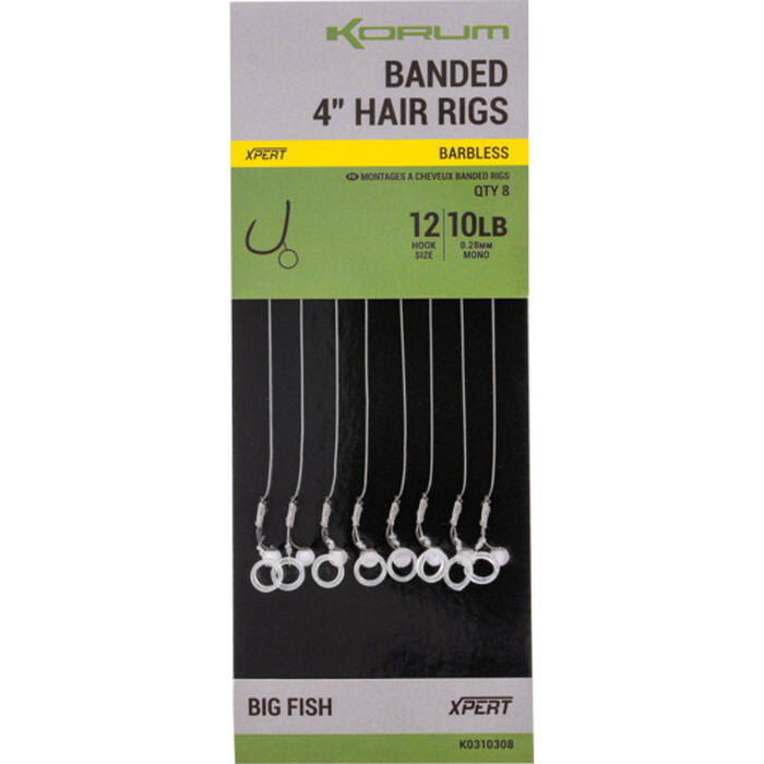 Korum Banded Hair Rigs 10cm #8 Barbed