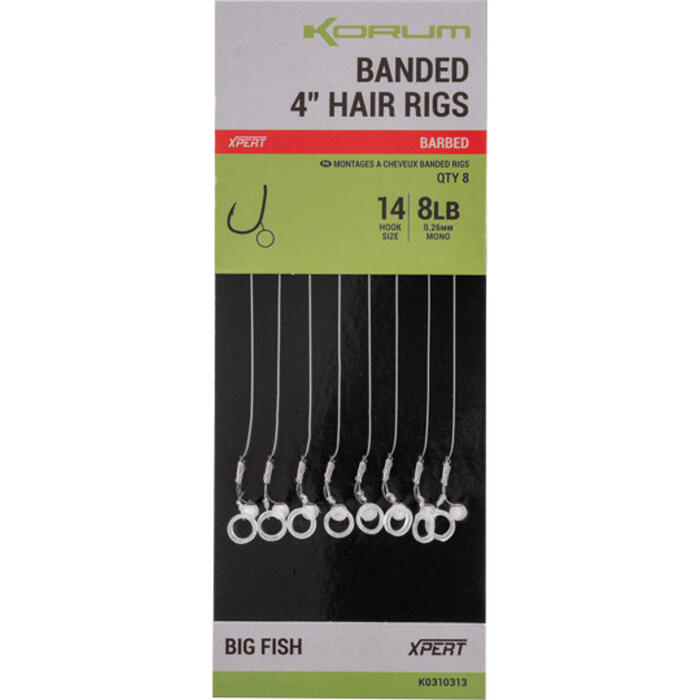 Korum Banded Hair Rigs 10cm #8 Barbed