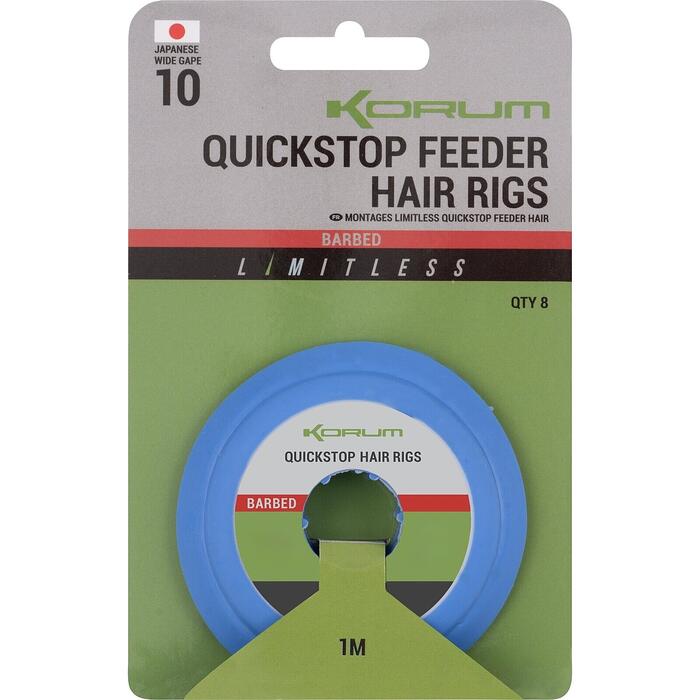 Korum Limitless Quickstop Feeder Hair Rigs 100cm 0.26mm #8