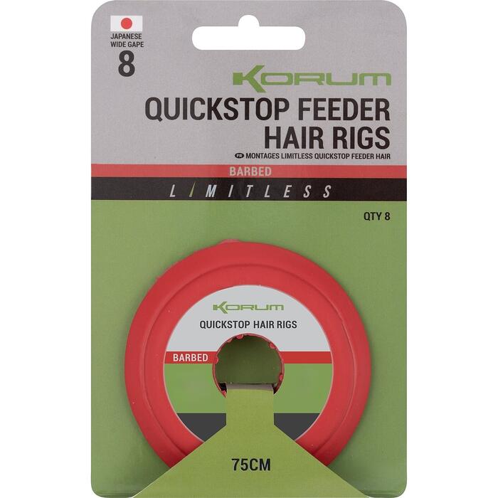 Korum Limitless Quickstop Feeder Hair Rigs 75cm 0.21mm #10