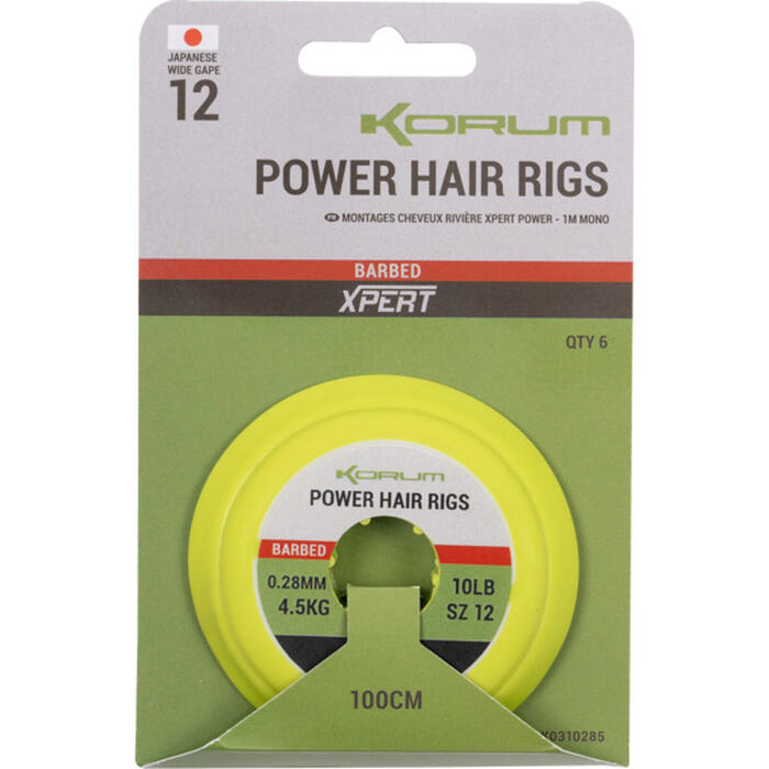 Korum Power Hair Rigs 0.28mm #12