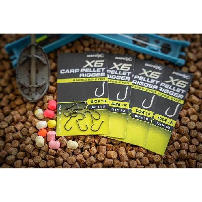 Matrix X6 Carp Pellet Rigger #10 Barbless - Eyed