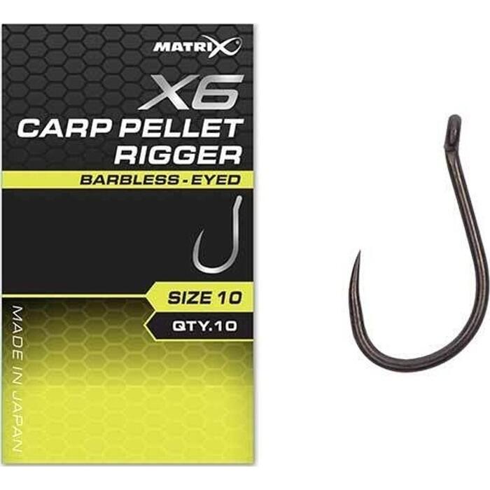 Matrix X6 Carp Pellet Rigger #10 Barbless - Eyed
