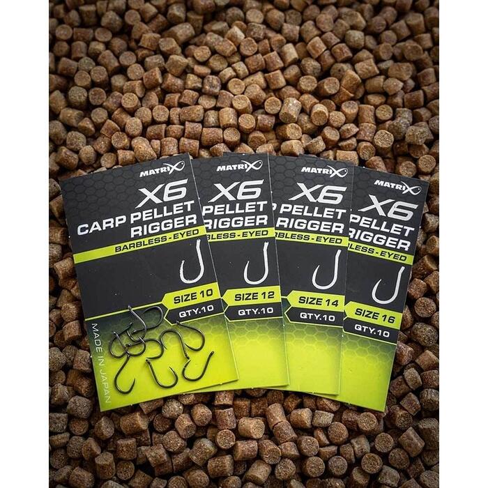 Matrix X6 Carp Pellet Rigger #12 Barbless - Eyed
