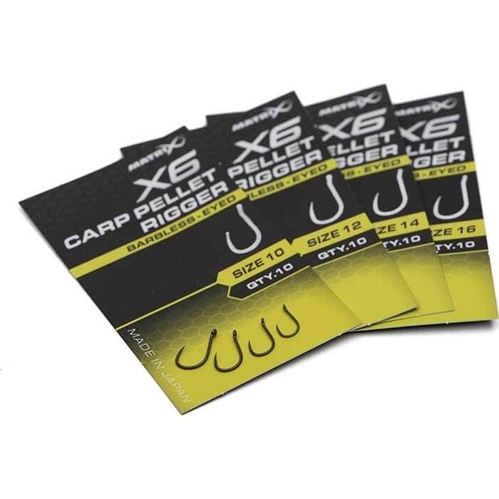 Matrix X6 Carp Pellet Rigger #16 Barbless - Eyed