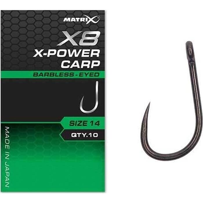 Matrix X8 X-Power Carp #10 Barbless - Eyed