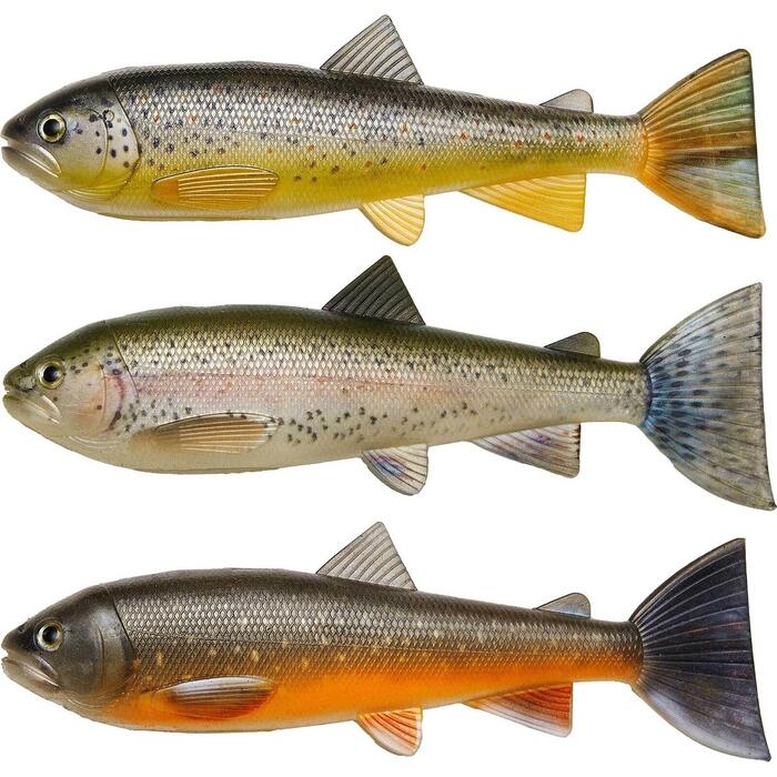 PulzBait Skinz 15cm 3-pack Brown+Rainbow+Char