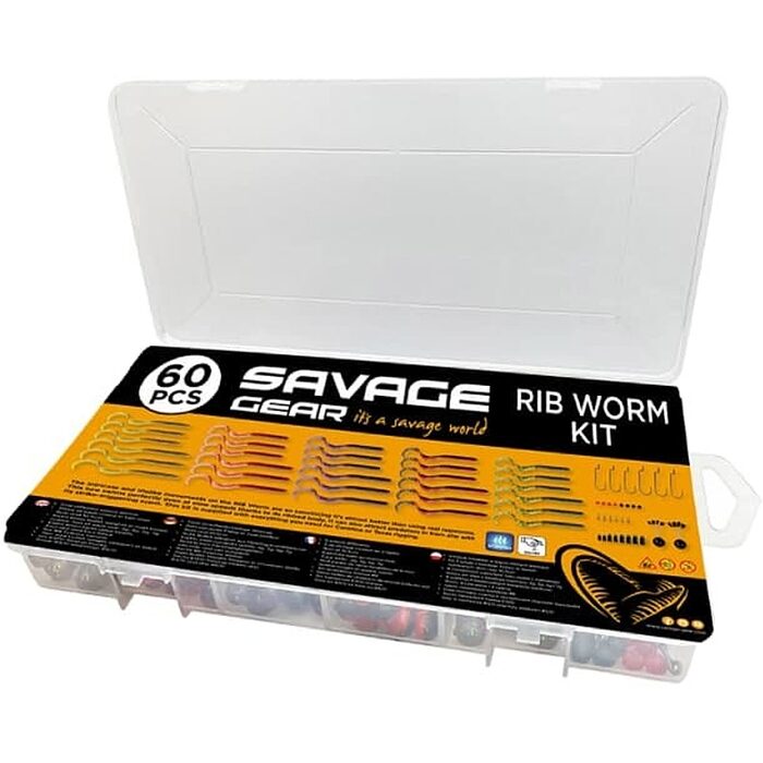 Savage Gear Rib Worm Kit Mix Colours 60pcs