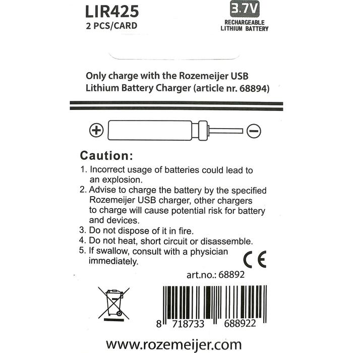 Rozemeijer LIR425 Lithium Battery Pack 2pcs (rechargeable)