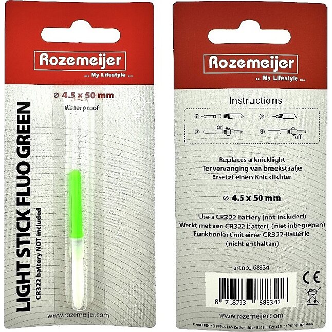 Rozemeijer Light Stick Fluo Green size 4.5x50mm 1pcs (ex. CR322 battery)