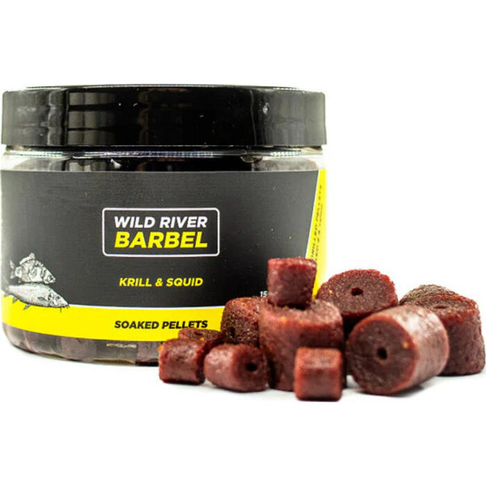 Wild River Barbel Soaked Pellets Krill & Squid 14mm