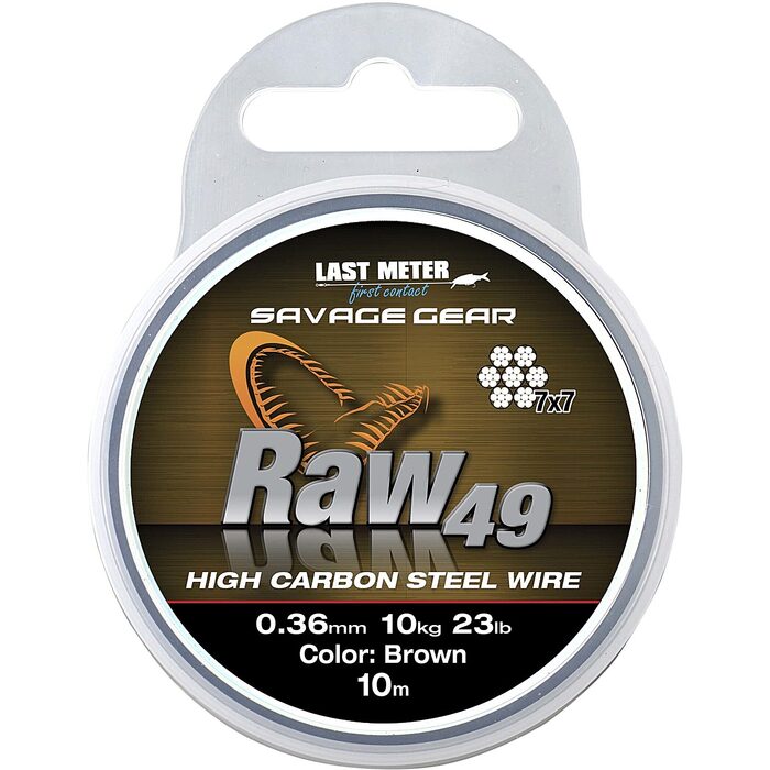 Savage Gear Raw49 0.54mm 23kg Uncoated Brown 10m