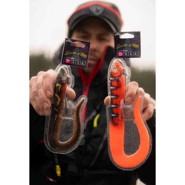 Fox Rage Slick Eel Loaded 35cm 102gr Size 3/0 - Hot Olive