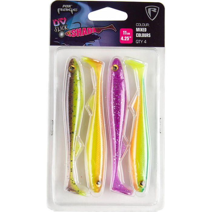 Fox Rage Slick Shad Mixed Colours UV 11cm GSPB 4st
