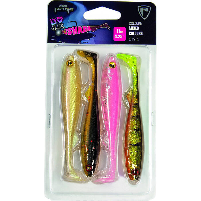 Fox Rage Slick Shad Mixed Colours UV 13cm PPDP 4st