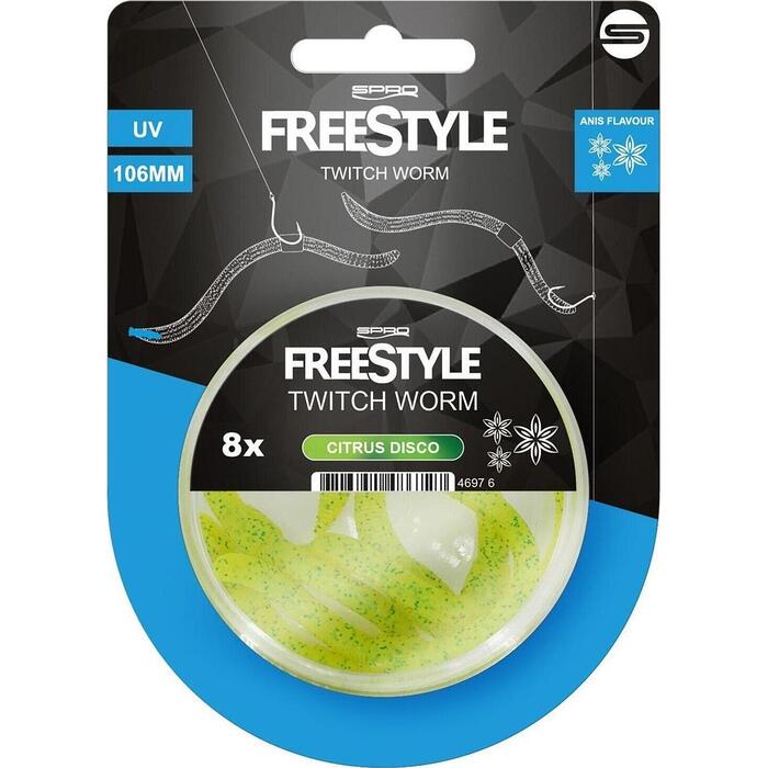 Spro FreeStyle Twitch Worm Citrus Disco 8st