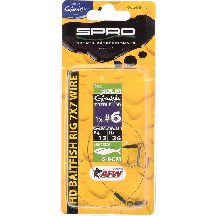 Spro HD Baitfish Rig 30cm 1x Treble #6 12kg