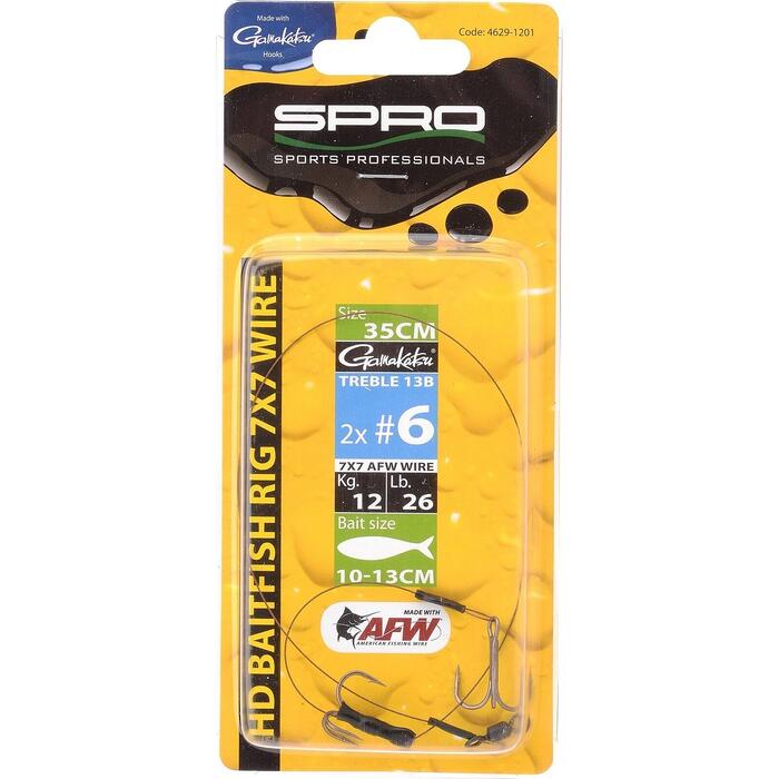 Spro HD Baitfish Rig 35cm 2x Treble #6 12kg