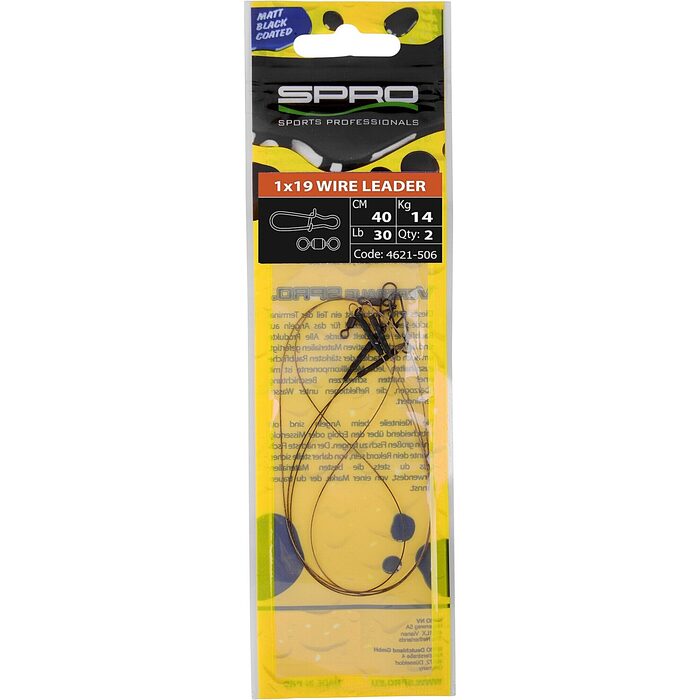 Spro Matt Black Leader 1x19 Wire 0.50mm 14kg 40cm