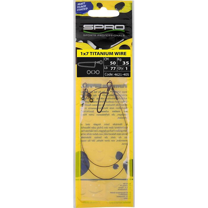 Spro Matt Black Leader Titanium 1x7 0.44mm 18kg 40cm